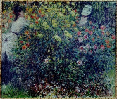 Junge Mädchen in einem Dahlienbeet von Claude Monet